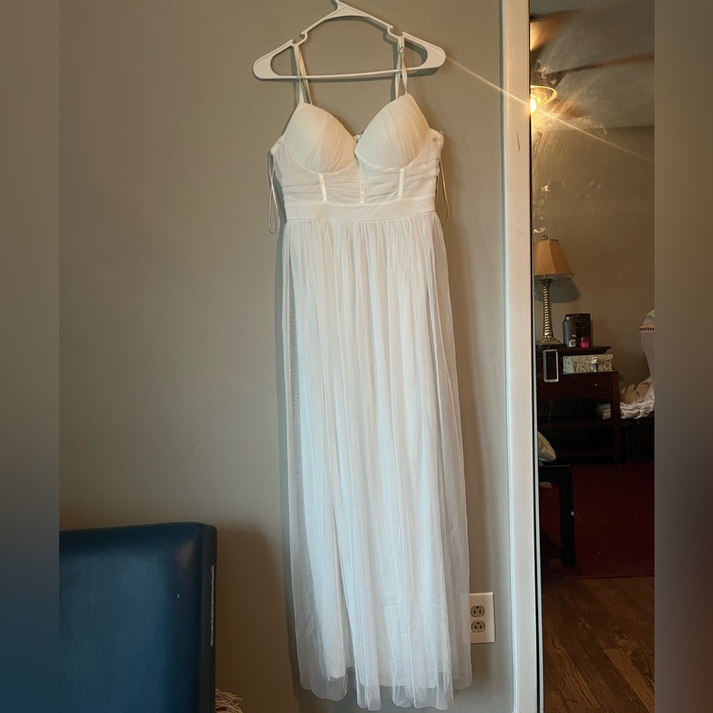 IRIS white Dress Womens Size L Maxi Corset Tulle